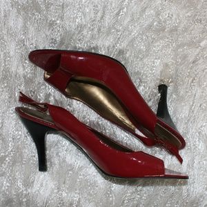 Bandolino Patent Red sling back heels Women's 10